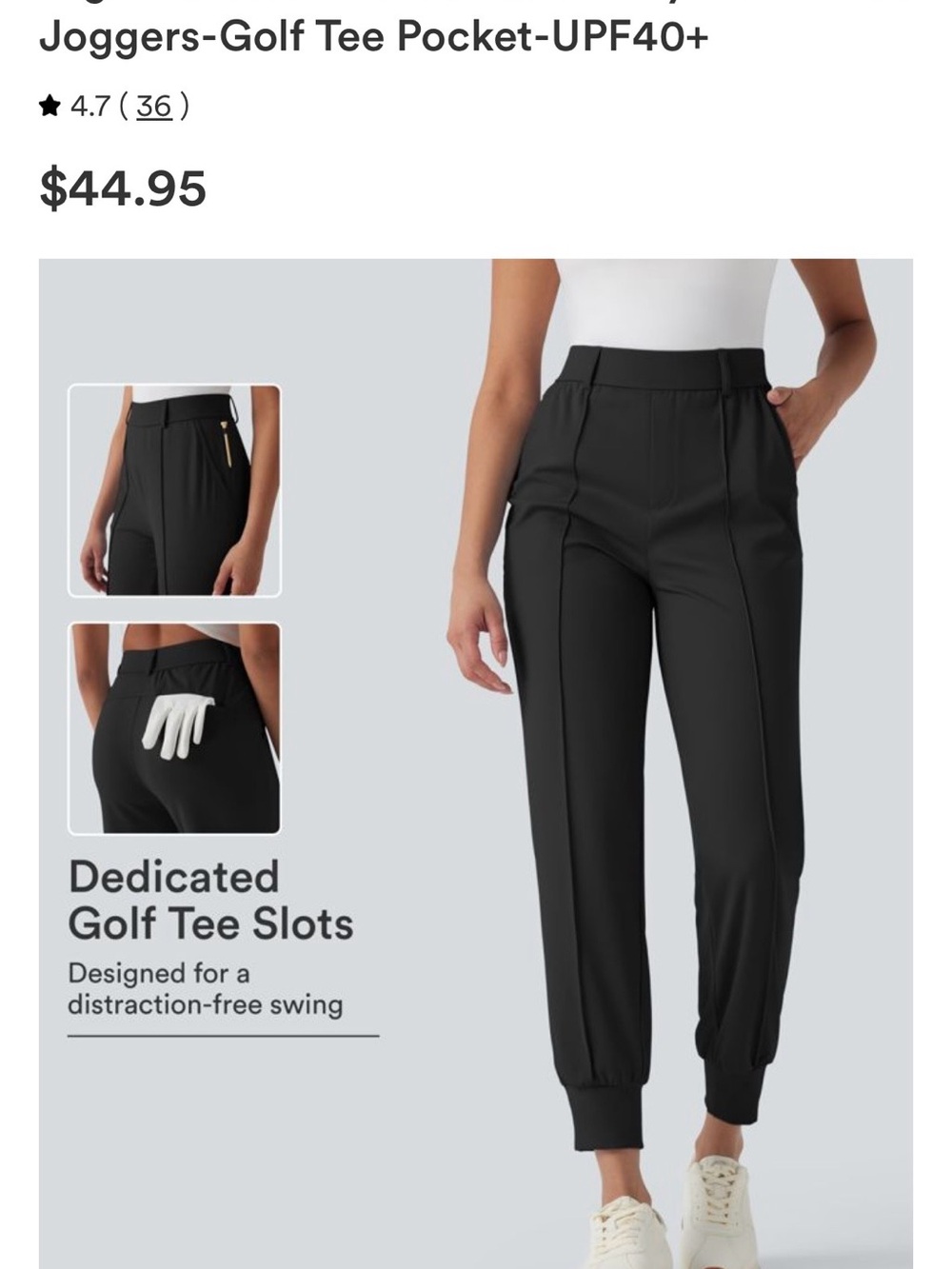 HALARA Black Jogger Golf Pants with Tee Slots